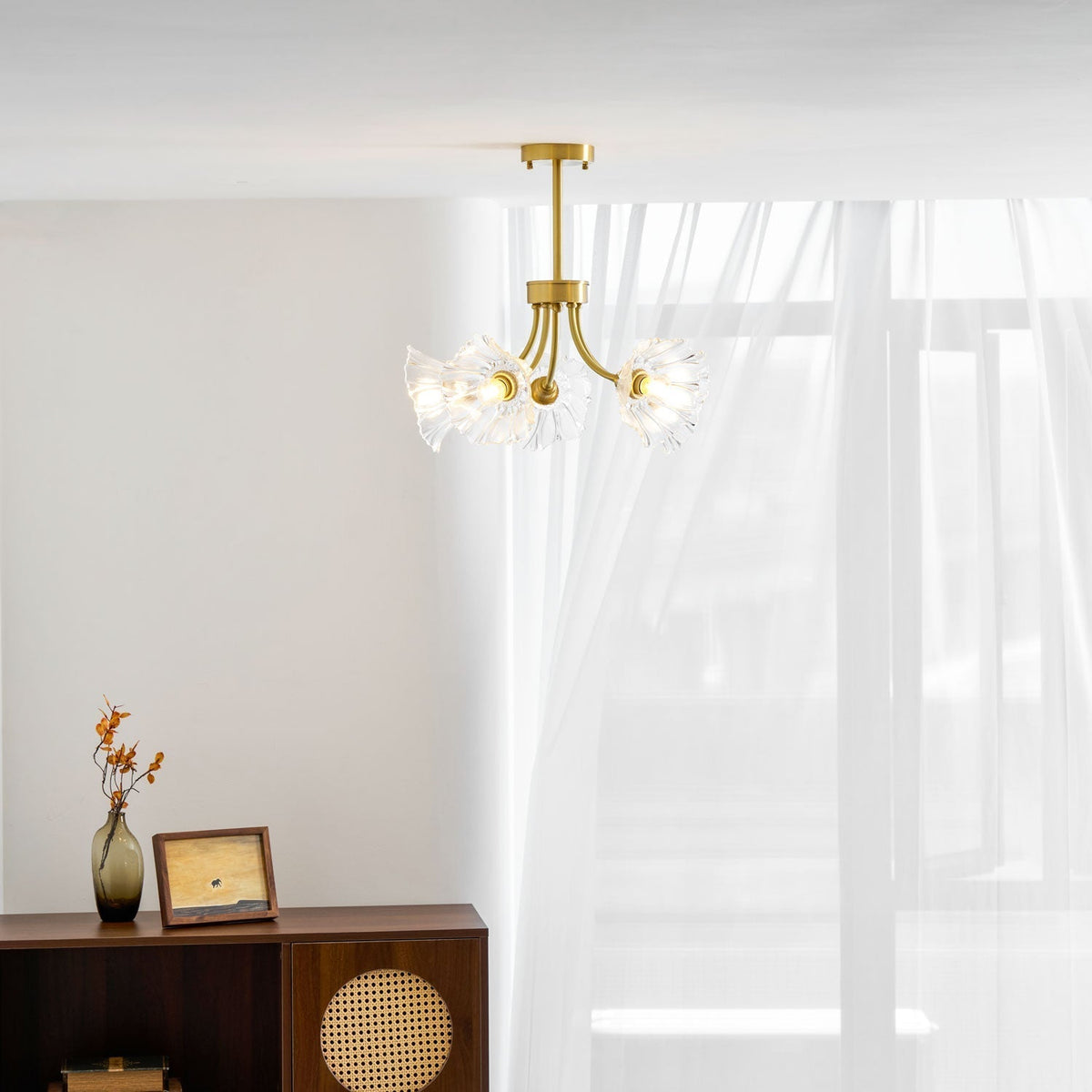 Petal Bloom Glass Chandelier Layered Floral Fixture
