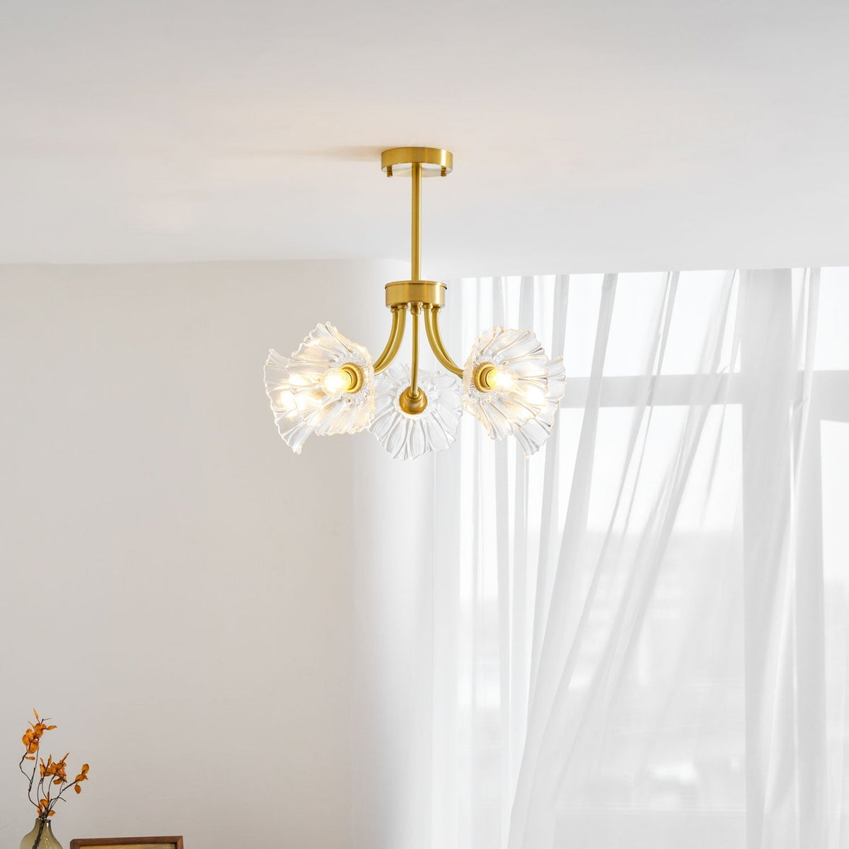 Petal Bloom Glass Chandelier Layered Floral Fixture