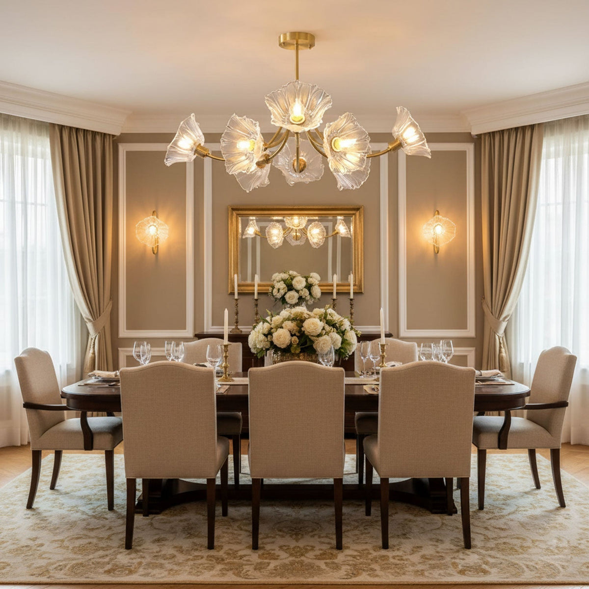 Petal Bloom Glass Chandelier Layered Floral Fixture