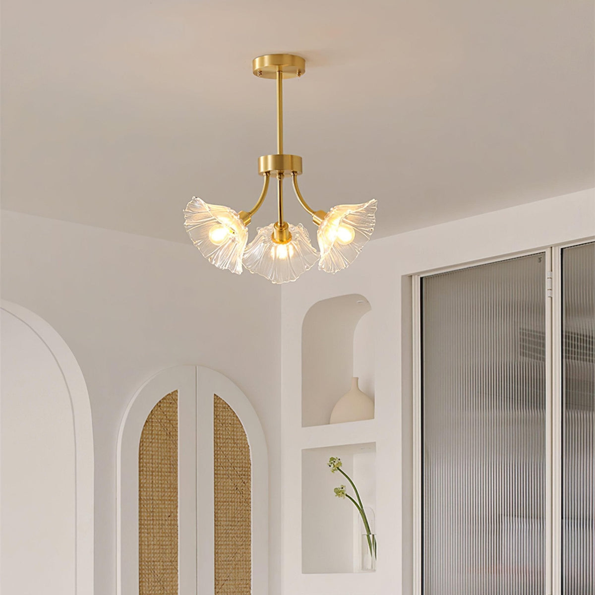 Petal Bloom Glass Chandelier Layered Floral Fixture