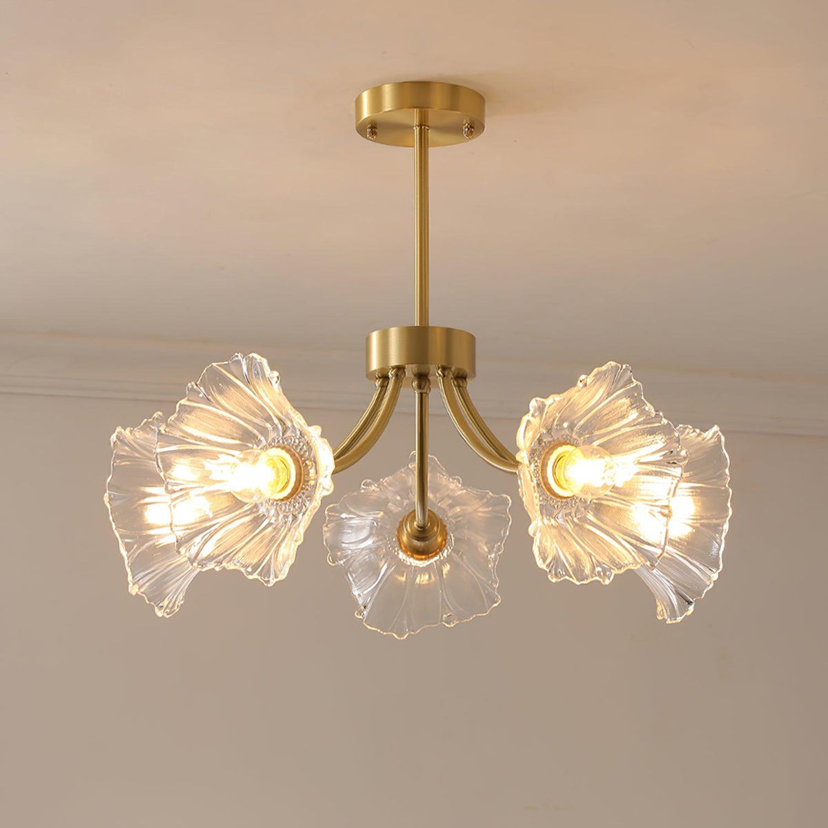Petal Bloom Glass Chandelier Layered Floral Fixture