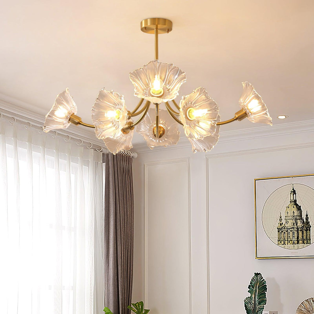 Petal Bloom Glass Chandelier Layered Floral Fixture