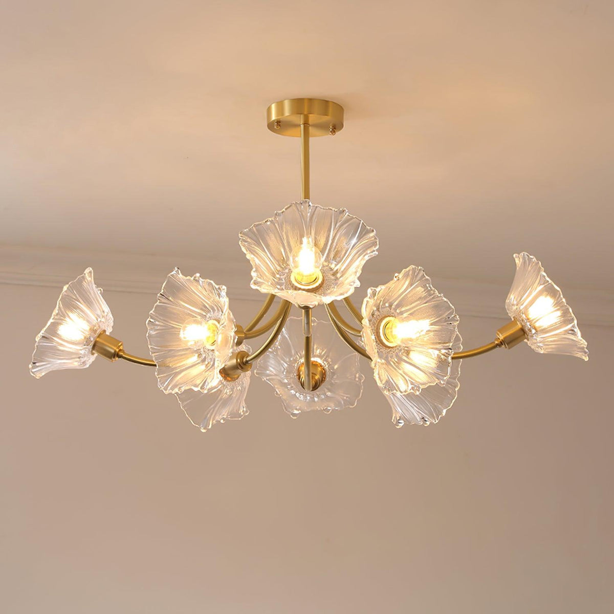Petal Bloom Glass Chandelier Layered Floral Fixture