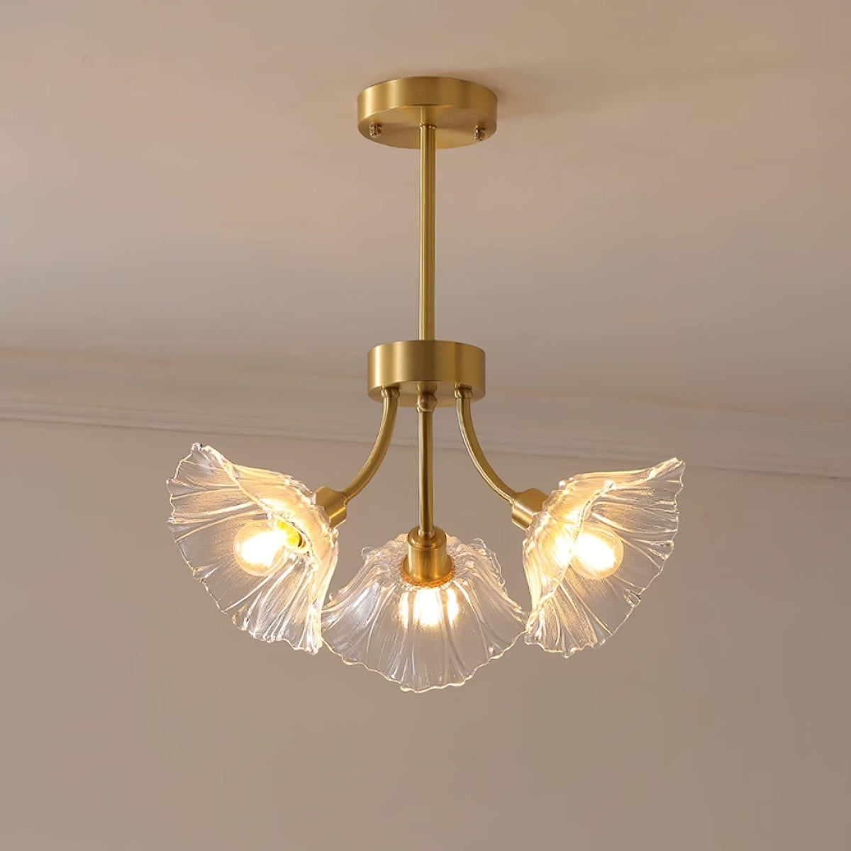 Petal Bloom Glass Chandelier Layered Floral Fixture