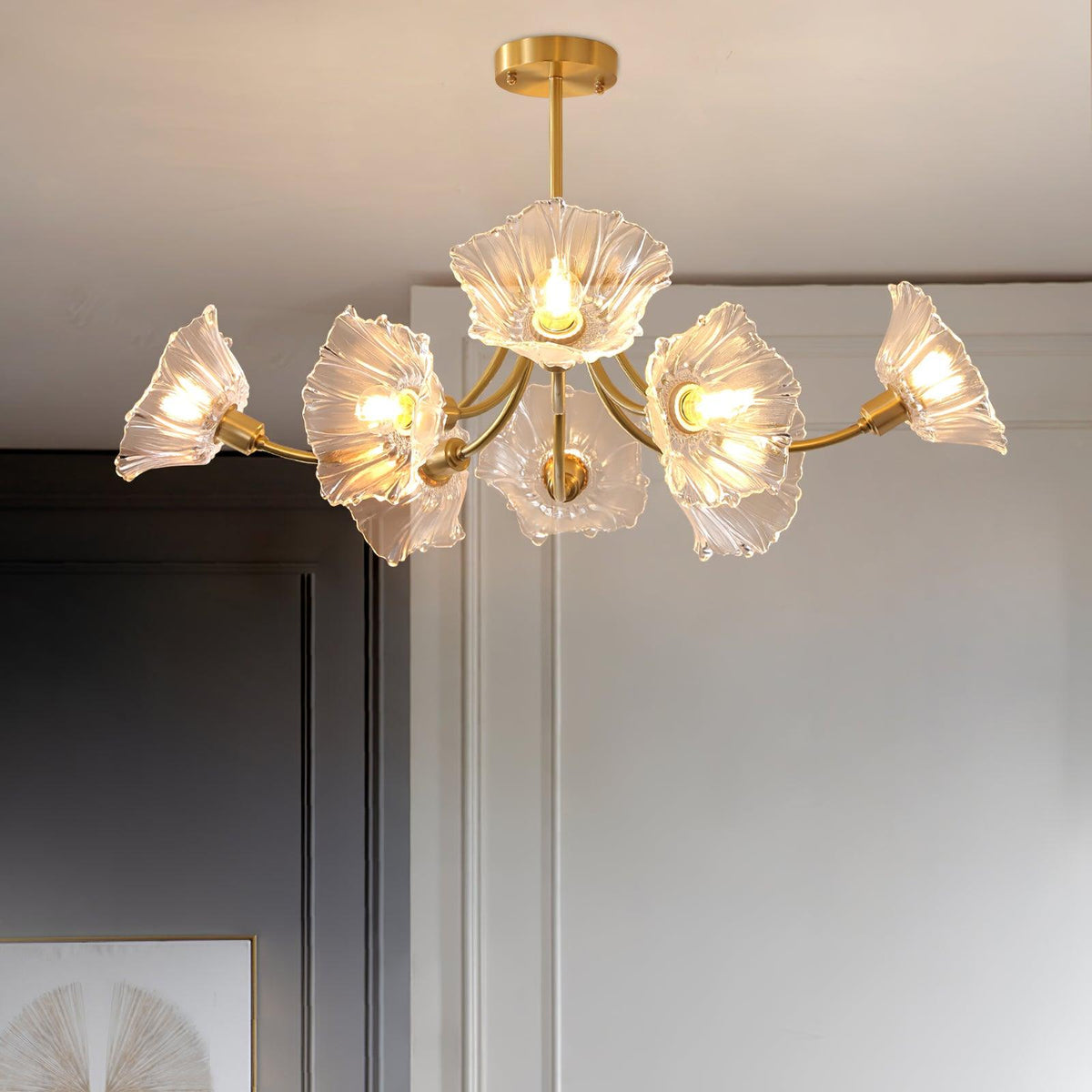 Petal Bloom Glass Chandelier Layered Floral Fixture