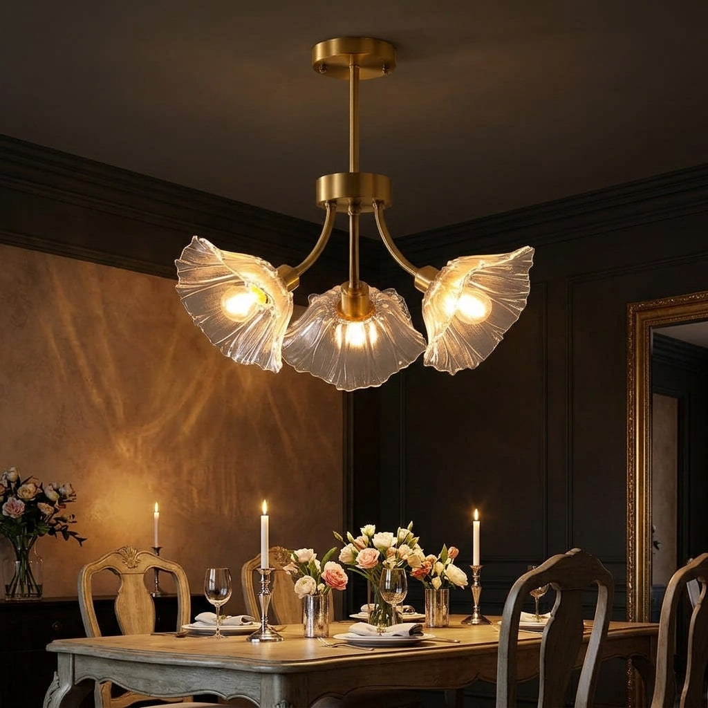 Petal Bloom Glass Chandelier Layered Floral Fixture